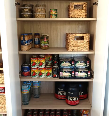 Despensa organizada por categorías de alimentos